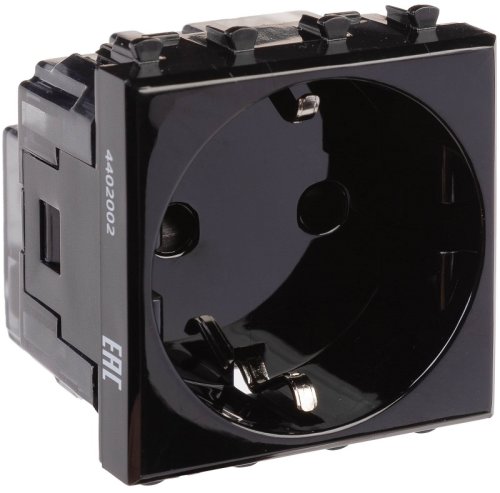 Розетка с заземлением модульная DKC Avanti 1-м. 2 мод. шторки черный квадрат фото Розетка с заземлением модульная DKC Avanti 1-м. 2 мод. шторки черный квадрат картинка